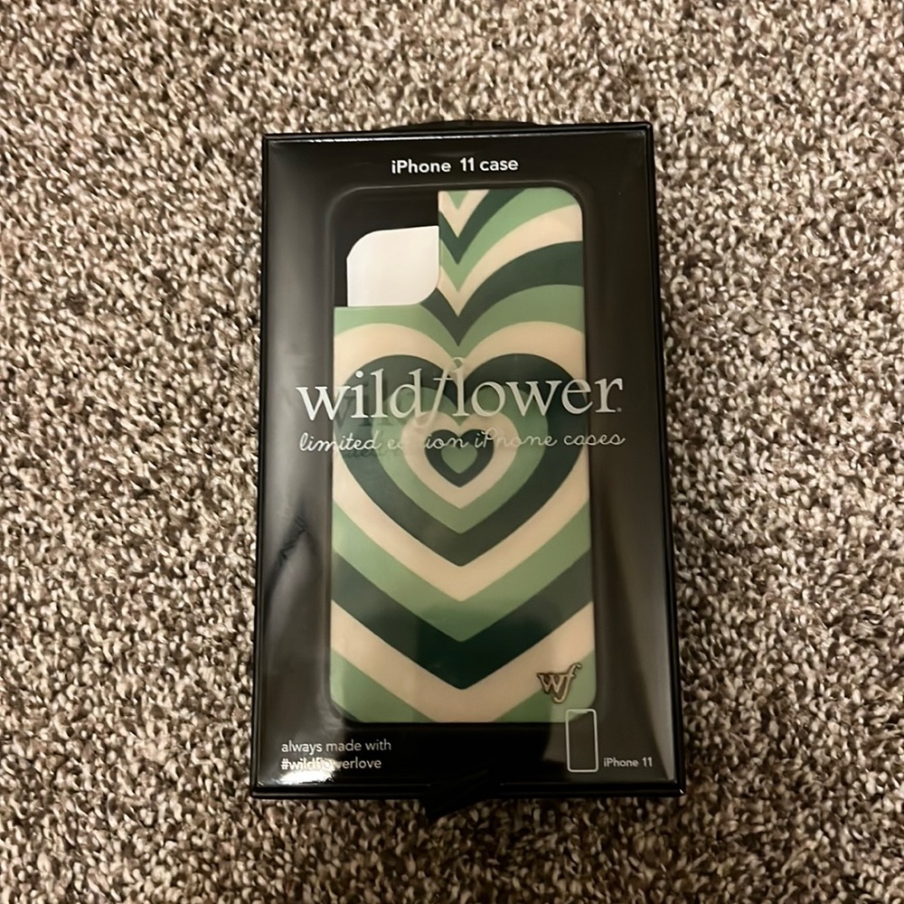 This is a Latte Love Matcha IPhone 11 phone case, comes with a wildflower box.